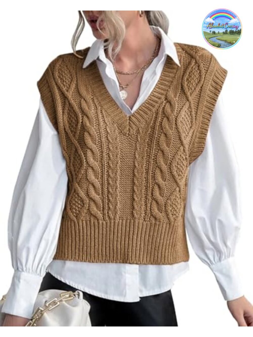 V Neck Sleeveless Knit Sweater Vest Ribbed Preppy Pullover Top